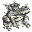 cute frog with crown tattoo design idea