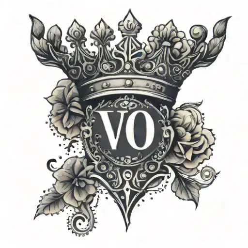 letters v and o with prince crowns tattoo design idea