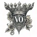 letters v and o with prince crowns tattoo design idea