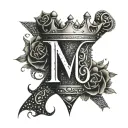 letters v and o with prince crowns tattoo design idea