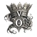 letters v and o with prince crowns tattoo design idea