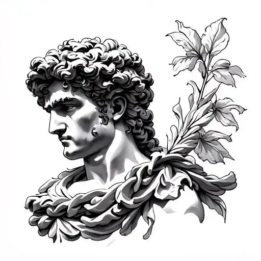 Greek god Adonis. Classical style tattoo design idea