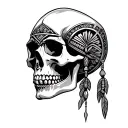 skull and aztec tattoo design idea