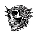 skull and aztec tattoo design idea