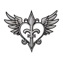 saints logo incorporated with wings spread wide and heart behind logo tattoo design idea