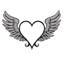 saints logo incorporated with wings spread wide and heart behind logo tattoo design idea