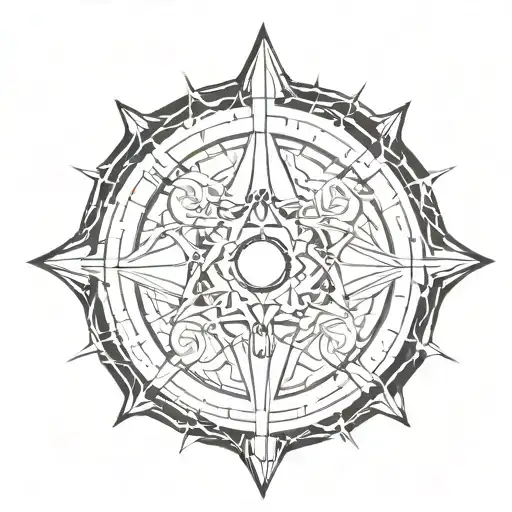 A tattoo design combining astrology symbols with gothic architecture elements tattoo design idea