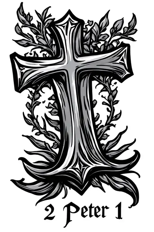"2 Peter 1" cross tattoo design idea