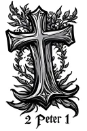 "2 Peter 1" cross tattoo design idea