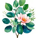 Eucalyptus with long leaves of watercolor tattoo design idea