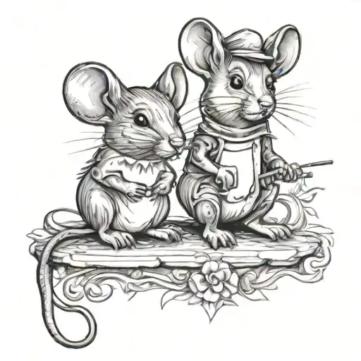 male country mouse with female city mouse tattoo design idea
