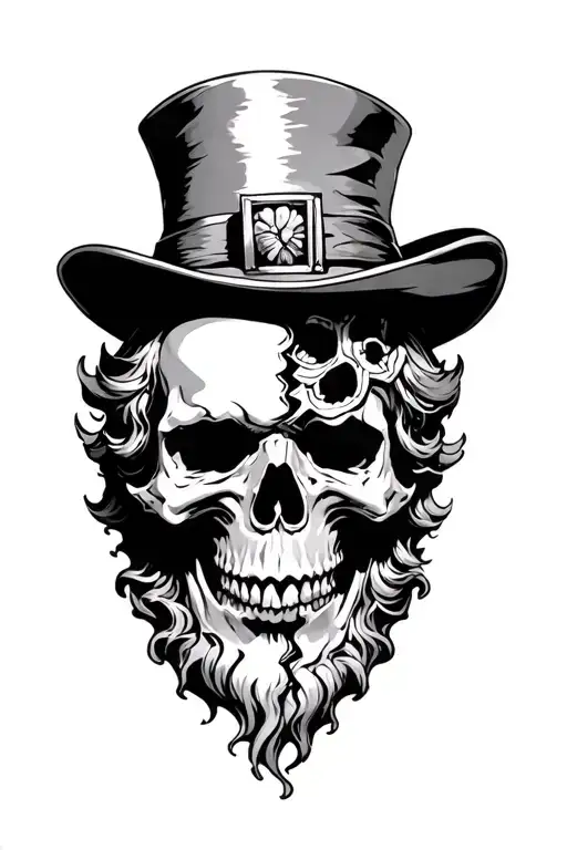 leprechaun. face half ripped to skull inside Roman Coloseum tattoo design idea