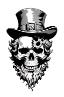 leprechaun. face half ripped to skull inside Roman Coloseum tattoo design idea