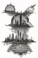 atlanta and london skylines reflecting tattoo design idea