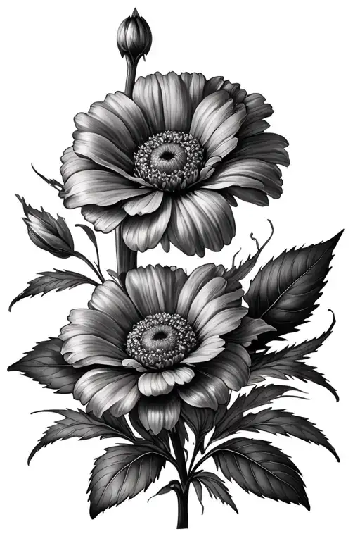 January, march, October Birth Flower tattoo design idea