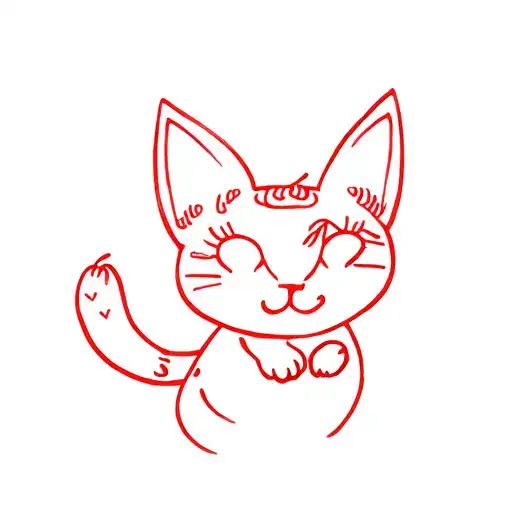 Red tattoo small,  inspiration from a cat ,and girly tattoo design idea