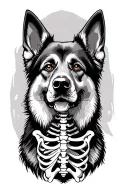 german shepherd silhouette formed with skeleton inside standing tattoo design idea