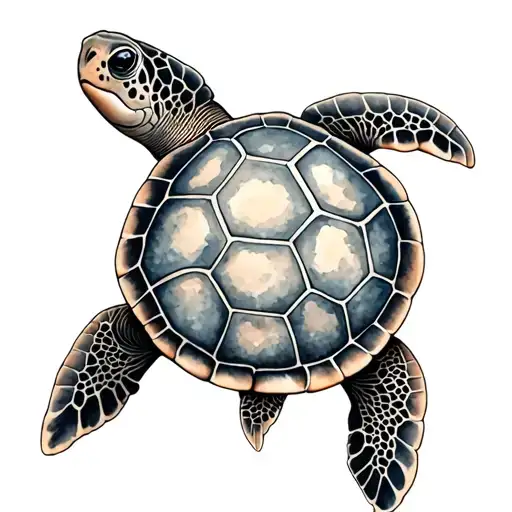 Watercolor Sea Turtle tattoo design idea