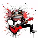 frog playing acoustic guitar tattoo design idea