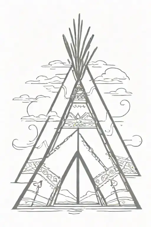 teepee, wild west tattoo design idea