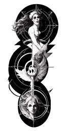 the seven deadly sins and each one combined with alchemical circles tattoo design idea