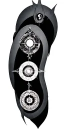 the seven deadly sins and each one combined with alchemical circles tattoo design idea