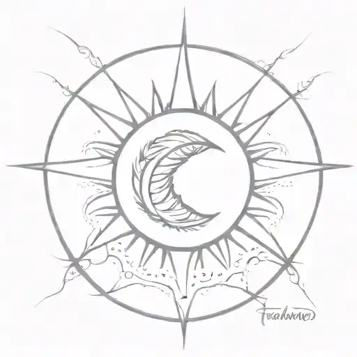 bohemian feather tattoo design idea
