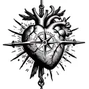 human heart compass rosaries tattoo design idea