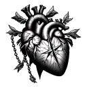 human heart compass rosaries tattoo design idea