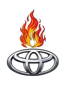 Twin Flames intertwined into the Toyota emblem morphing tattoo design idea