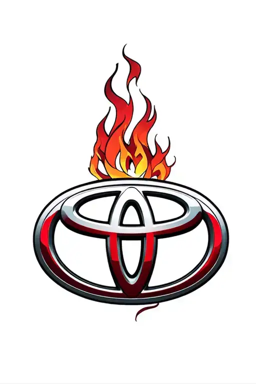 Twin Flames intertwined into the Toyota emblem morphing tattoo design idea