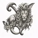 lion anchor butterfly  tattoo design idea