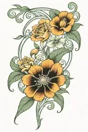 art nouveau floral, symmetrical tattoo design idea