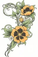 art nouveau floral, symmetrical tattoo design idea