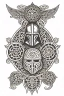 star wars, villain, celtic patterns inspired tattoo design idea
