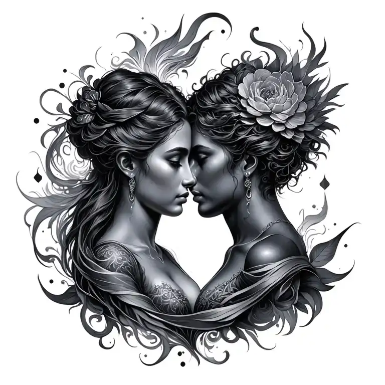 Twin Flames tattoo design idea