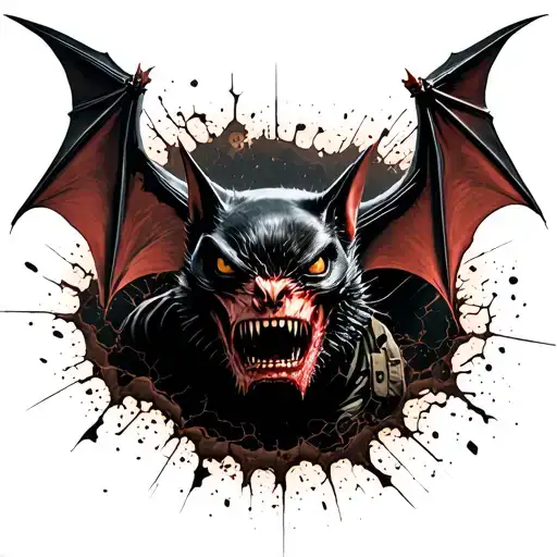 The bat breaks the skin and breaks out. Military intelligence tattoo design idea