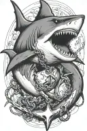 shark biting an anchor  tattoo design idea