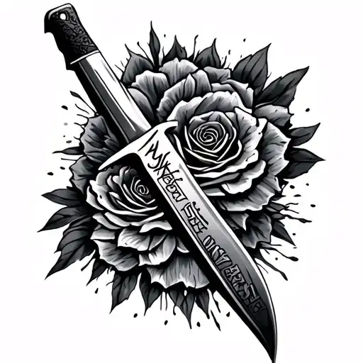 knife, my life, my rules, honor respect loyalty family tattoo design idea