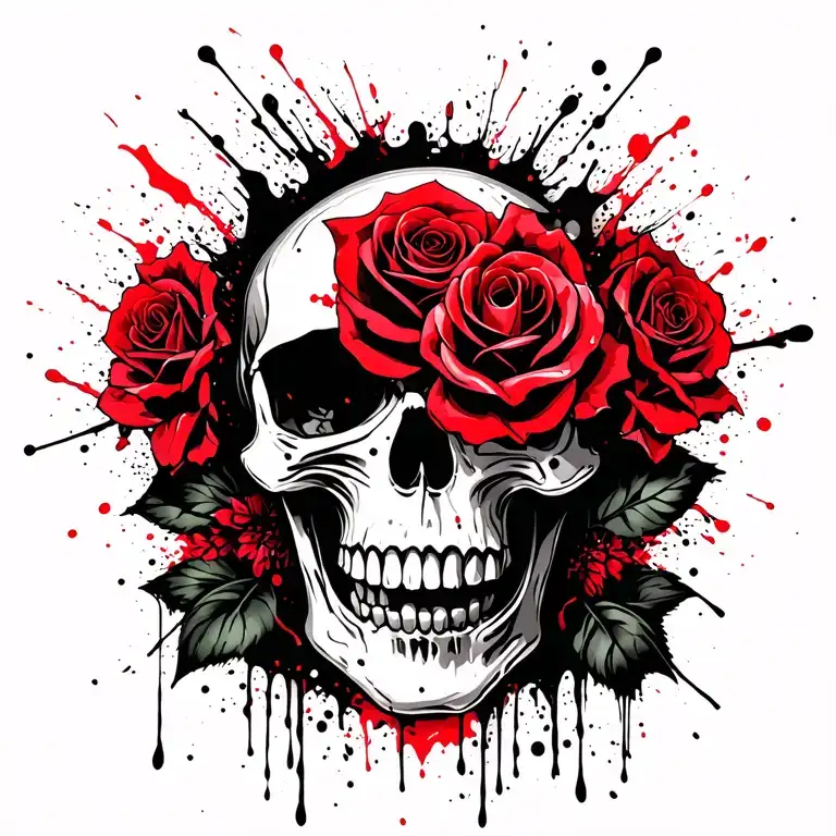 skulls and roses tattoo design idea