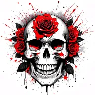 skulls and roses tattoo design idea