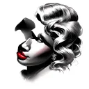 madonna face with red lips tattoo design idea