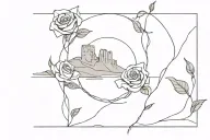 cliffs of moher with roses intertwined tattoo design idea