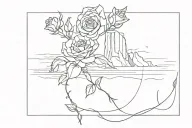 cliffs of moher with roses intertwined tattoo design idea
