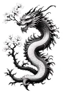 Plum blossom tree with chinese dragon tattoo design idea