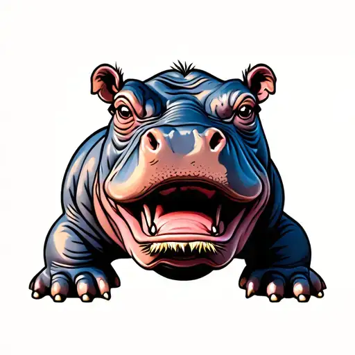 Hippopotamus tattoo design idea