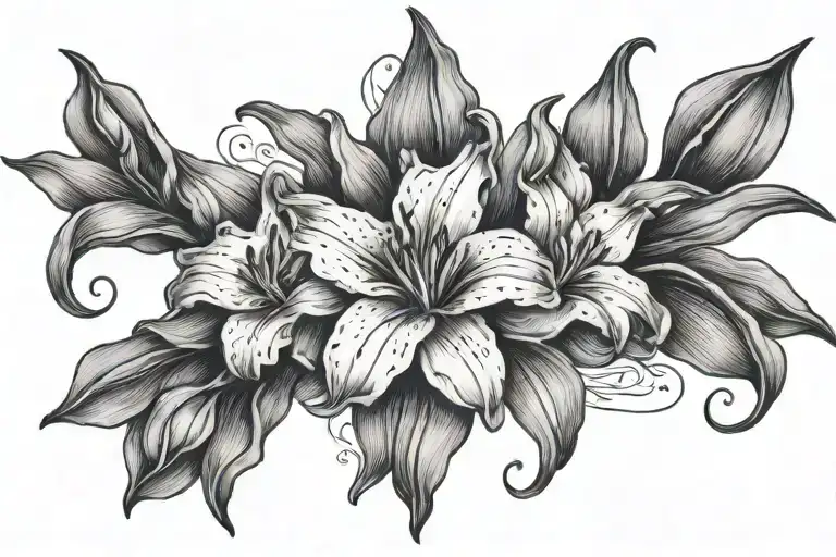 gladioli flower with Adeline tattooed around it luminous points tattoo design idea