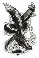 leg sleeve, blackout, armor style, tibia and calf, shin guards, minimalist details, tattoo design idea