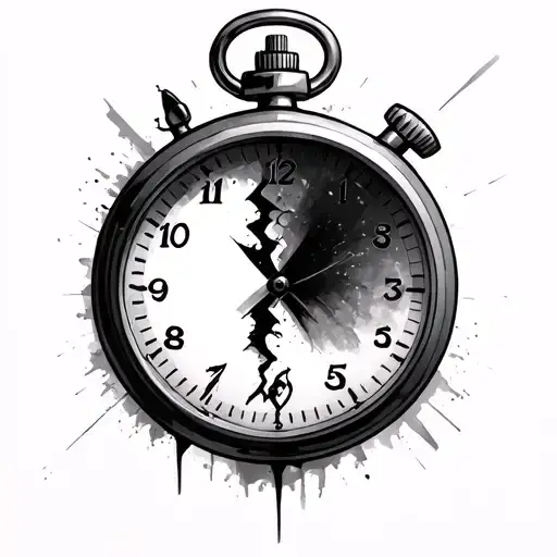 stop watch broken and healed gayhic tattoo design idea