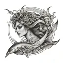 Goddess Pisces tattoo design idea